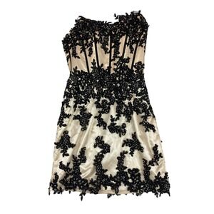 SPARKLE BRAND‎ BLACK BEIGE STRAPLESS PARTY PROM HOLIDAY FORMAL DRESS SIZE 4